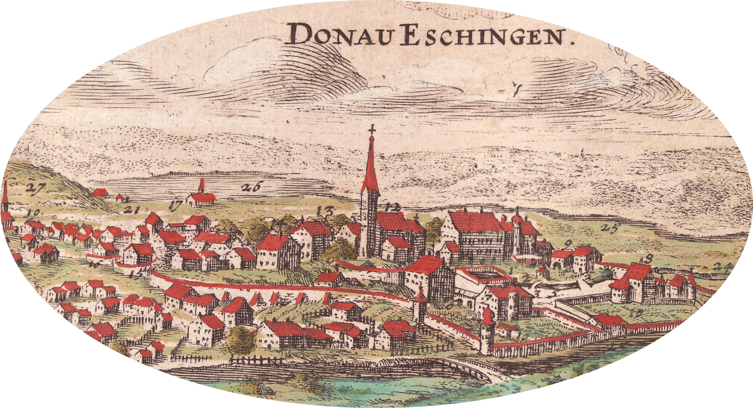 Das Dorf Donau- eschingen vor dem Bau der Residenz